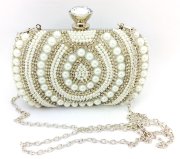 Вечерний клатч с жемчугом 16x14cm Silver ZPT-1004