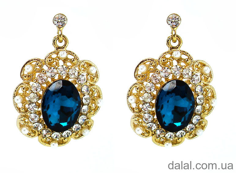 Серьги с камнями 4см 32170 