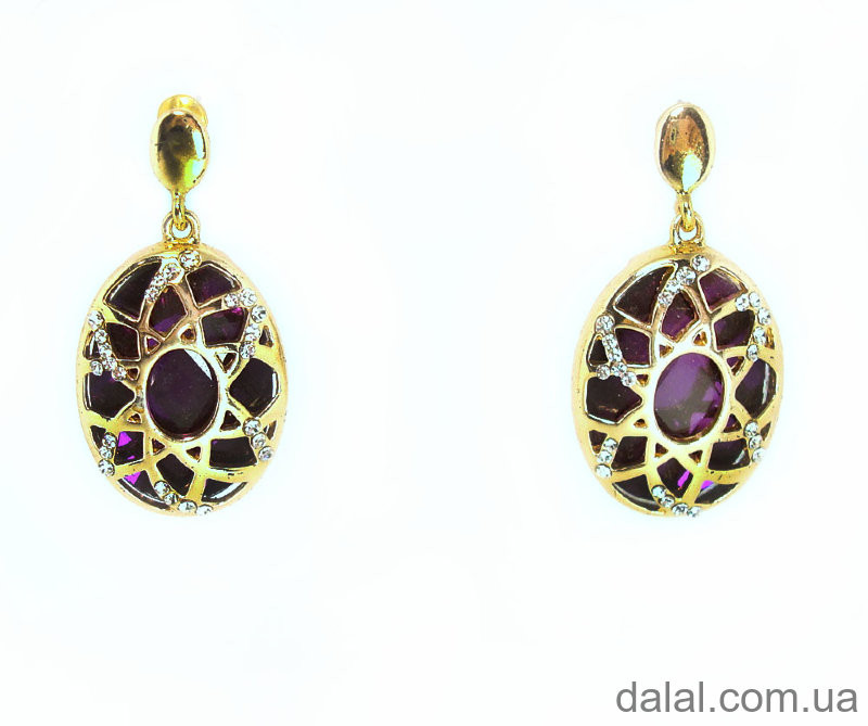 Серьги с камнями 4см 32175 