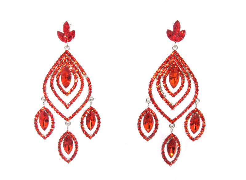 Серьги яркие красные 10см 32095 