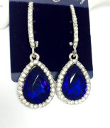 Серьги с синим камнем 6см 4302
