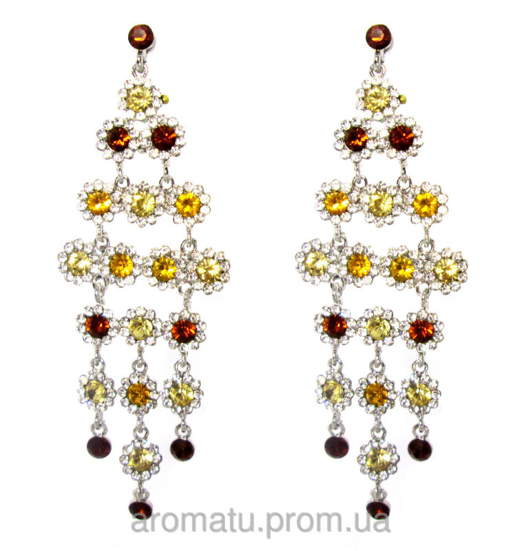 Серьги длинные с камнями 3310 (длина 10,5см) 