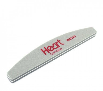 Шлифовщик для ногтей Heart 180/240 Шлифовщик для ногтей Heart 180/240 Half - инструмент с гораздо более деликатным и мягким, чем у традиционной пилочки, абразивом. Используется в салонном и домашнем нейл-уходе на этапах шлифовки искусственных ногтевых пластин, а также для подготовки натуральных к процедуре наращивания, нанесения гель-лаков, а также для их выравнивания в случае наличия глубоких бороздок и прочих изъянов поверхности. Шлифовщик плотный, удобный,  рабочие стороны разные по жесткости.

Форма полукруглая.

Абразивное покрытие - 180/240.

Цвет - серый. 

Размеры (+/-): длина 18 см, ширина (в самом широком месте) 3 см.

Страна происхождения ТМ: Германия.