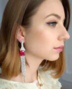 Серьги длинные с камнями 12см- 3316