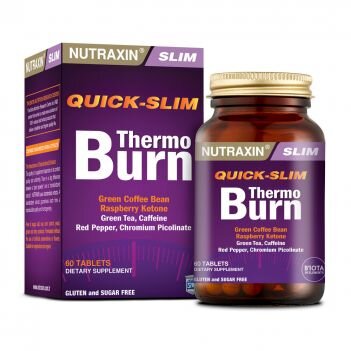 Дієтична добавка для швидкого схуднення QS THERMO BURN NUTRAXIN, 60 таб. 4743009 АКТИВАЦІЯ МЕТАБОЛІЗМУ ТА СПАЛЮВАННЯ ЖИРІВ
THERMO BURN – це безпечний та ефективний метод прискорення метаболізму в організмі.
• сприяє спаленню жиру та нормалізації ваги
• екстракт листя зеленого чаю та зеленої кави активують розщеплення жирових клітин, провокуючи організм використовувати їх в якості основного джерела енергії, тим са мим забезпечуючи швидку переробку і виведення навіть застарілих жирових запасів
• екстракт червоного перцю та кетони малини сприяють нормалізації апетиту, покращенню кровообігу та регуляції рівня глюкози в крові
• виводить зайві ліпіди з організму, при цьому прискорюючи обмін речовин
Дієтична добавка THERMO BURN не містить штучних консервантів, барвників, підсолоджувачів та таких потенційних алергенів, як цукор, сіль, крохмаль, дріжджі, глютен, соя, пшениця та молокопродукти. Продукт підходить для вегетаріанців та веганів.