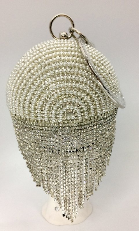 Вечерний клатч "Шар" с жемчугом Silver SH-387 (13x26cm) 