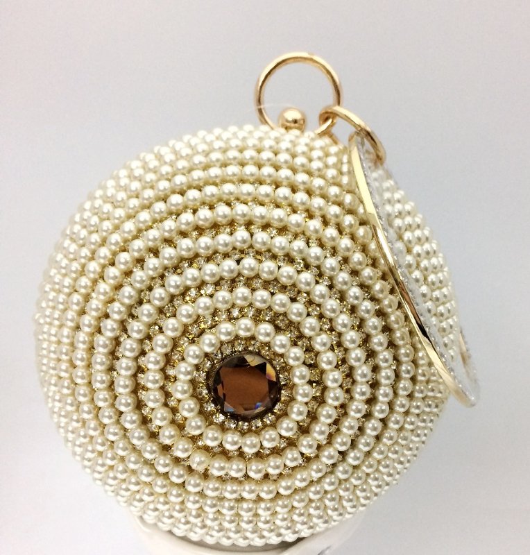 Вечерний клатч "Шар" с жемчугом Gold SH-396 (13x13cm) 