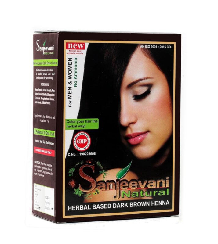 Індійська хна темно-коричнева Sanjeevati Herbal  Dark Brown Henna  Herbal Based Dark Brown Henna індійська хна темно-коричнева