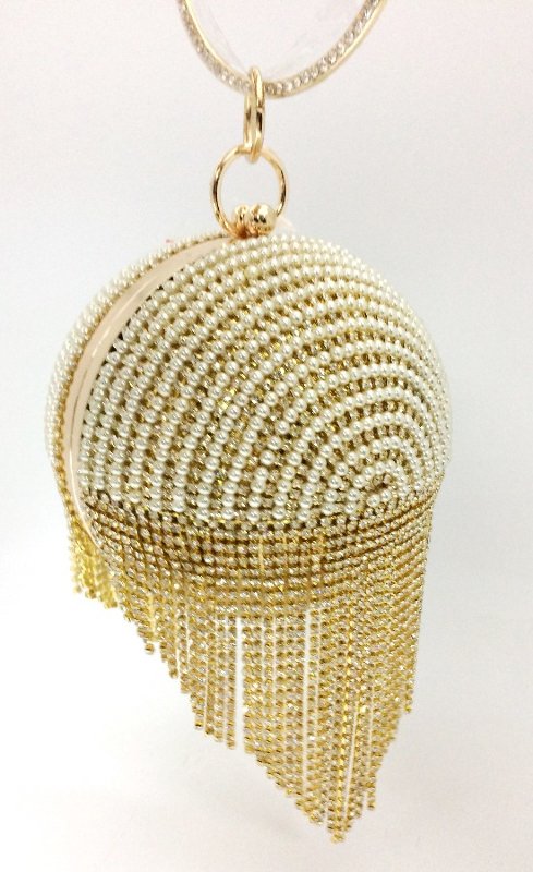Вечерний клатч "Шар" с жемчугом Gold SH-387 (13x26cm) 