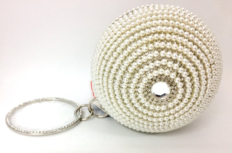 Вечерний клатч "Шар" с жемчугом Silver SH-396 (13x13cm) 