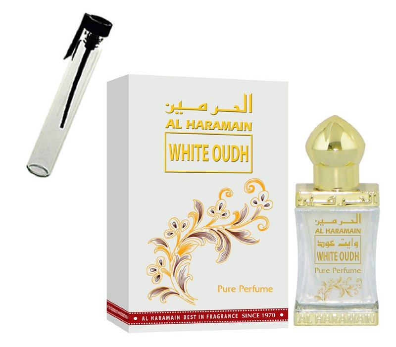 White Oud Al Haramain (пробник 1ml) Эти духи так и притягивают к себе. Аромат пряный и цитрусовый. Верхняя нота:бергамот, лимон, тмин
Средняя нота:кожа, кедр, сандаловое дерево
Базовая нота:табак, пачули