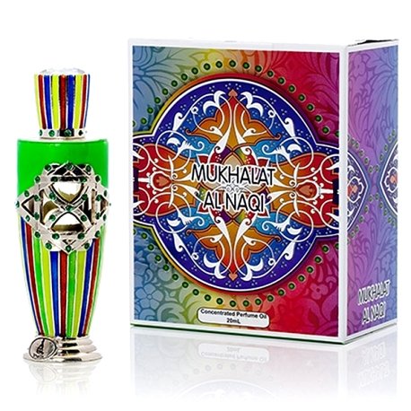 Mukhallat Al Naqi 20ml Khalis (20мл, 1мл) Верхние ноты - анис, цитрус;
Средние ноты - можжевельник, роза;
Базовые ноты - белый мускус.

Духи Mukhallat Al Naqi от Khalis Perfumes относятся к группе ароматов древесные, восточные.

Многослойная древесная композиция парфюма играет нотами можжевельника, аниса и тика. Свежесть цитрусов и мягкость белого мускуса смягчают восточные аккорды аромата.