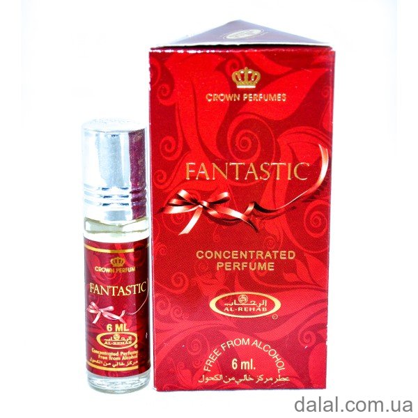 Fantastic 6ml Концентрированные арабские масляные духи, без содержания спирта Fantastic (6ml) от AL-REHAB. Аромат для женщин. Принадлежит к цветочной группе запахов. ноты : Роза, Ваниль, Мускус, Фруктовые ноты, Тубероза, Жасмин