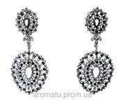 Серьги вечерние с черными камнями 9,6см 3305617