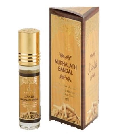 Mukhalath Sandal 6 ml Khalis  Масляные роликовые духи Khalis Mukhalath Sandal – аромат, в котором мягкое звучание сандала дополнено запахом тёплых восточных пряностей и слегка терпкими древесными оттенками.
Компоненты, духи	сандал, мускус
Нота аромата	древесная, восточно-пряная, мускусная