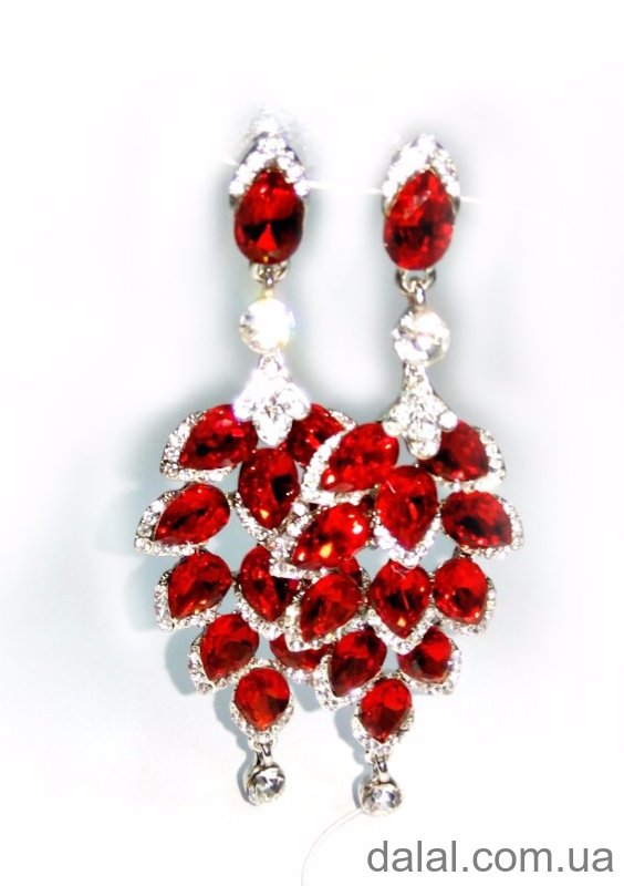 Серьги красные 9см 33015 