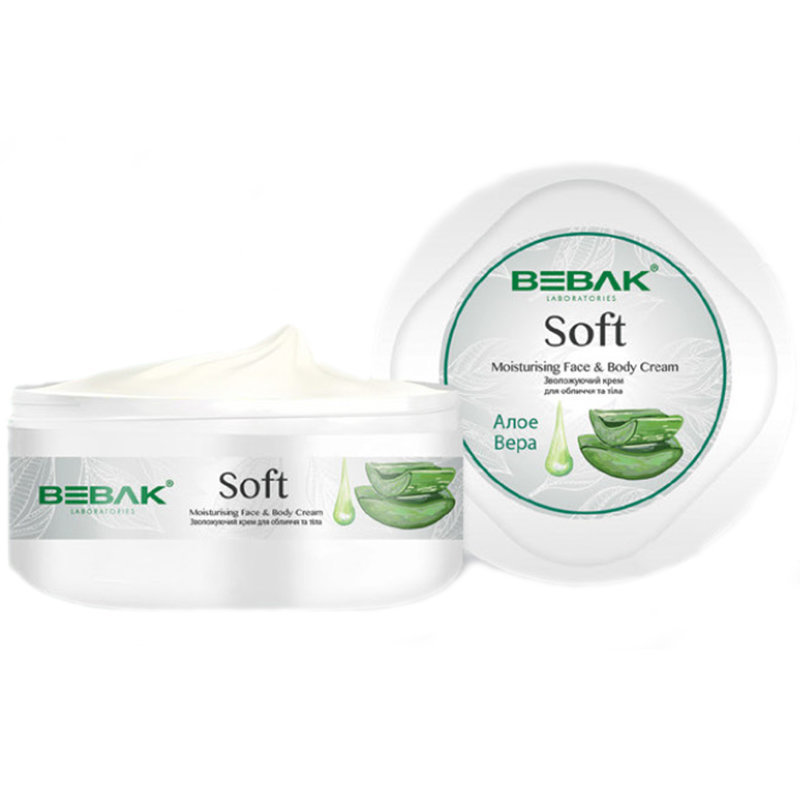 Зволожуючий крем для тіла і рук "Алое Вера" BEBAK 300ml  4308004 Невероятно нежный и легкий крем Bebak Laboratories Soft Moisturizing Fase & Body Cream позаботится о красоте и комфорте вашего кожного покрова тела и лица. Он подходит всем типам кожи благодаря его мягкой формуле, обогащенной ценными компонентами натурального происхождения.

Невесомая консистенция быстро впитывается и устраняет неприятные ощущения стянутости. Косметический продукт обеспечивает глубокое увлажнение эпидермиса и его питание, способствует поддержанию оптимального уровня влаги в клетках, смягчает шероховатости, наполняет кожу жизненной энергией, повышает ее упругость, делает гладкой и бархатистой на ощупь. Сок листьев алоэ вера устраняет воспаление и раздражение, отлично омолаживает, активизирует процессы обновления и восстановления, помогает зажить мелким царапинам и ранкам.

Способ применения: нанесите крем на чистую сухую кожу лица и тела легкими массирующими движениями.
