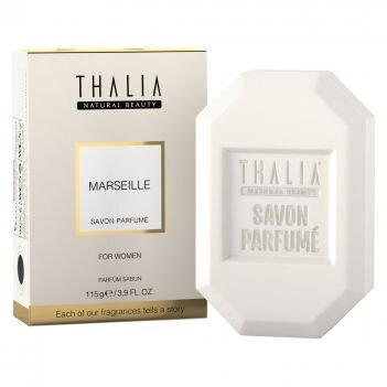 Парфюмированное мыло Thalia MARSEILLE для женщин, 115г  3605069 Подарите себе сеанс ароматерапии, изысканный уход за кожей и незабываемые эмоции! Парфюмированное мыло MARSEILLE подарит вам истинное удовольствие от ванны с цветочными нотами. Свежие и подаренные самой природой начальные ноты гиацинтов, ананаса и лимона в сопровождении теплых согревающих нот розового перца, жасмина и ириса. Мягкие, но харизматичные цветочные ноты прекрасно гармонируют со свободной личностью современной женщины. Не содержит щелочи, парабенов и животного жира.