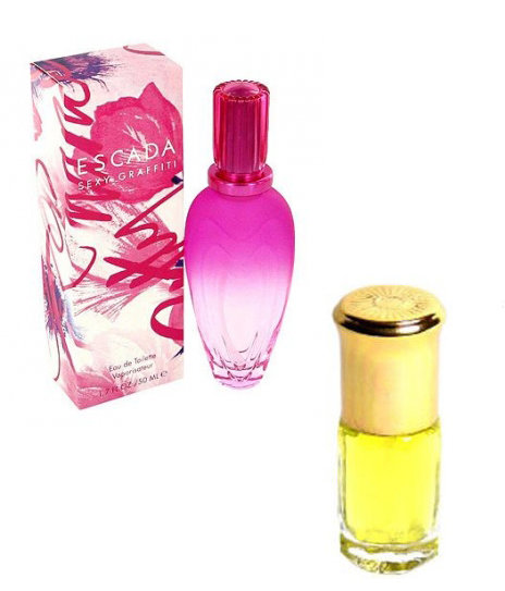 Sexy Graffiti Escada 3 ml  ​Sexy Graffiti Escada ― это аромат для женщин, принадлежит к группе ароматов цветочные фруктовые. 

Верхние ноты: Черная смородина, Лист и бутон черной смородины, Малина, Розовый грейпфрут и Земляника; 

ноты сердца: Белая лилия, Красный пион, Фиалка и Ландыш; 

ноты базы: Мускус, Кашемировое дерево и Ваниль. 