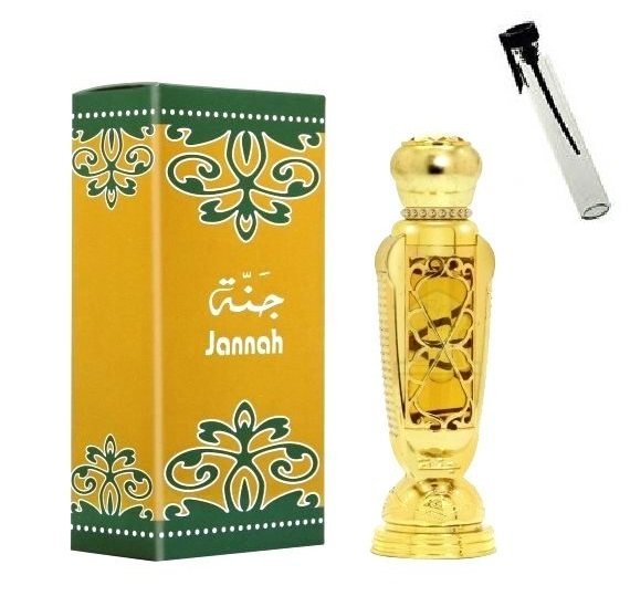 Jannah Al Haramain пробник 1мл Слияние сладости и горечи, свежей зелени и томность амбры
Janna - рай, парадиз.

Искусное слияние сладости и горечи, свежей зелени и томности амбры придает парфюму Джанна неоднозначное и многослойное звучание. 
Начальная нота привлекает внимание к переливчатой сладко-горькой композиции из мускуса и полыни. Легкий шлейф напоминает ароматы летнего луга, тенистого сада и жаркого солнца. 
В сердечной ноте прохладным дуновением звучит мятный нюанс, который позволяет ярче проявиться базовым компонентам. Силу набирают цветочные и травяные переливы с выраженной ориентальностью и вкраплением смеси пряностей. Тонкая вязь узоров, украшающая флакон, превращает парфюм в роскошный подарок.
