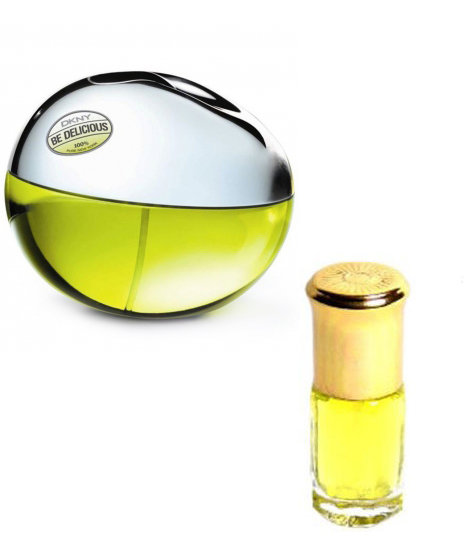 DKNY Be Delicious Donna Karan 15ml (117) ​DKNY Be Delicious Donna Karan ― это аромат для женщин, принадлежит к группе ароматов цветочные фруктовые. 

Верхние ноты: Грейпфрут, Огурец и Магнолия; 

ноты сердца: Тубероза, Роза, Ландыш, Фиалка и Зеленое яблоко; 

ноты базы: Древесные ноты, Амбра и Сандаловое дерево. ​
