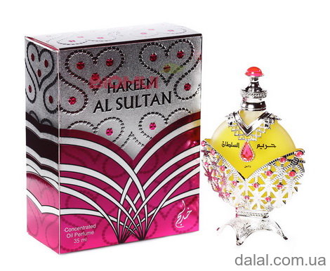 Hareem Al Sultan Silver масляные духи  Концентрированные масляные духи без содержания спирта Этот аромат наполнен негой и чувственностью. Как драгоценный бриллиант из шкатулки Султана, он играет переливами цветочных и фруктовых нот: яркий букет жасмина, гардении и туберозы продлится в сердц…
Изящный флакон,  наполненный нотами востока, с ног до головы окунет Вас в сказочным мир.

Начальная нота: Цветочный букет, манго.

Нота сердца: жасмин, гардения, тубероза.

Базовая нота: агаровое дерево, мускус, иланг-иланг.