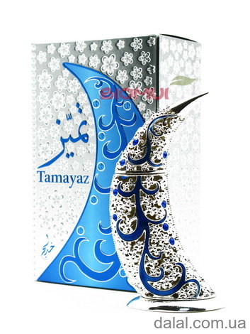 Духи Tamayaz Silver  Изысканный, ​элегантный, в меру сложный мужской аромат
В роскошном посеребренном флаконе в форме полумесяца или восточного кинжала спрятался брутальный аромат, созданный для активных мужчин, живущих в мегаполисе. Масляные духи Tamayaz Silver – это многогранный коктейль, переливающийся цветочными, древесными и пряными нотами. Знакомство с ароматом начинается с освежающих сочных древесных нот, оттененных терпким бергамотом и нежной лавандой. Сердце переполнено пикантностью мускатного ореха и свежестью пудровой герани. Завершается композиция древесно-сладковатым шлейфом, в котором солирует бальзамическое агаровое дерево. Ему вторит пленительный дуэт легкой ванили и приторной пачули.​

Верхняя нота:бергамот, лаванда , кипарис
Средняя нота:герань, мускатный орех

Базовая нота:ваниль, пачули, бензоин, агаровое дерево