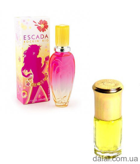 Rockin' Rio Escada 15ml ​Rockin' Rio Escada - это аромат для женщин, принадлежит к группе ароматов цветочные фруктовые. 

Верхние ноты: Ананас, Мандарин и Папайя; 

ноты сердца: Персик и Сахарный тростник; 

ноты базы: Кокос, Сандал и Мускус. 