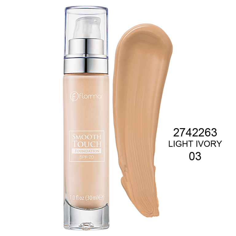 Тональная основа Flormar Smooth Touch Foundation SPF20, 30ml 03/ 2742263 Турецкая торговая марка Flormar не перестает удивлять качественной, современной косметической продукцией, обеспечивающей потрясающий результат и стойкость. Благодаря Smooth Touch Foundation SPF 20, вы эффективно замаскируете несовершенства кожного покрова, выравняете тон лица, визуально скроете малейшие изъяны и поразитесь восхитительному результату — безукоризненно ровному, бархатному оттенок. 

Состав тонального крема имеет антиоксидантную формулу и содержит солнцезащитный фильтр SPF 20. Мягкая, нежная консистенция средства с насыщенным пигментом позволяет тонировать не только мелкие покраснения кожного покрова, но и пигментные пятна, куперозную сеточку, а также визуально уменьшить расширенные поры, при этом обеспечивая увлажнение кожи, ее качественную защиту и значительно освежая внешний вид. 

Краткое описание:
Экстракт Индийского лотоса смягчает, увлажняет и успокаивает клетки кожи
  Обогащенный минералами экстракт орхидеи увлажняет кожу, помогает бороться со сободными радикалами, предупреждая старение кожи, уменьшает видимость морщин 
УФ-фильтры защищают кожу от вредных воздействий солнечных лучей и преждевременного старения кожи 
Подходит для всех типов кожи